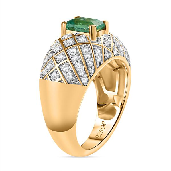 GP Italienische Garten Kollektion - AAA Smaragd, Kanchanaburi Blauer Saphir Ring 925 Silber 750 Gelbgold Vermeil (Gr&ouml;&szlig;e 18.00) ca. 1.91 ct image number 5