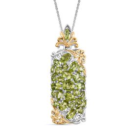 Djoy Natürlicher Peridot Schmuckset 925 Silber rhodiniert, 925 Silber Rhodiniert und 750 Gelbgold Vermeil ca. 5.08 ct