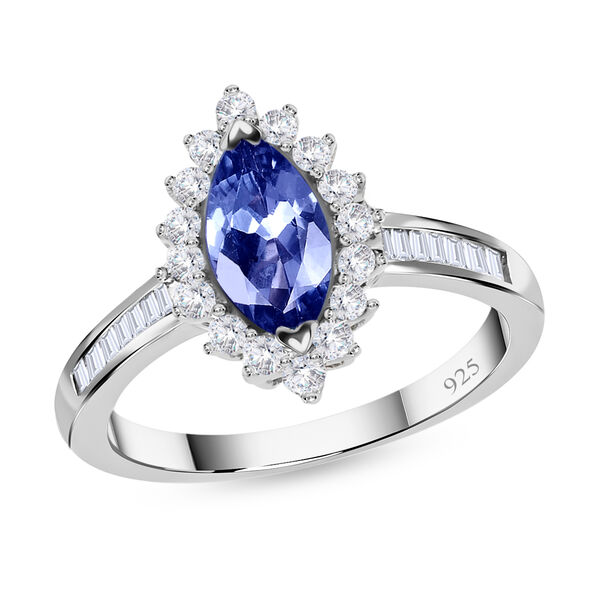 Tansanit and Zirkon Ring 925 Silber Platin-&Uuml;berzug image number 5