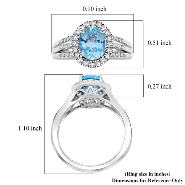 RHAPSODY zertifiziert und geprüft AAAA Santamaria Aquamarin und VS Diamant Ring in 950 Platin - 2 ct. image number 5