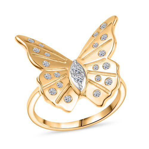 Lab Grown Diamant SI Ring 925 Silber 750 Gelbgold Vermeil (Größe 18.00) ca. 0,25 ct image number 3