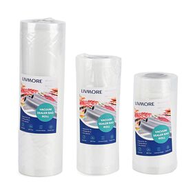 Homesmart  - Set aus 3 Vakuum-Rollenbeuteln, zuschneidbar, Größen 20x500 cm, 15x500 cm, 12x500 cm