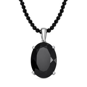 AA schwarzer Spinell Anhänger mit 45cm Kette -125 ct.