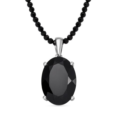 AA schwarzer Spinell Anhänger mit 45cm Kette -125 ct. image number 0
