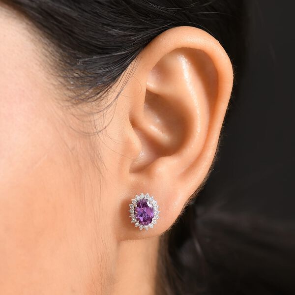 LUXURIANT AAA Labor lila Saphir und SI-GH Labor Diamant Ohrringe in 417 Wei&szlig;gold - 2,30 ct. image number 2