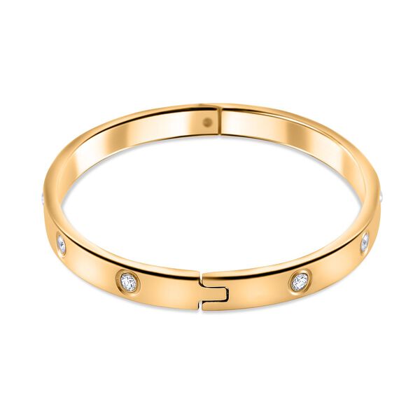 Wei&szlig;er Zirkonia Armreif, ca. 18.5 cm Reiner Edelstahl, vergoldet image number 3