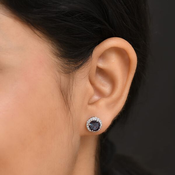 AAA Lab Grown Alexandrit, Lab Grown Diamant Ohrringe 417 Gold ca. 3.56 ct image number 2