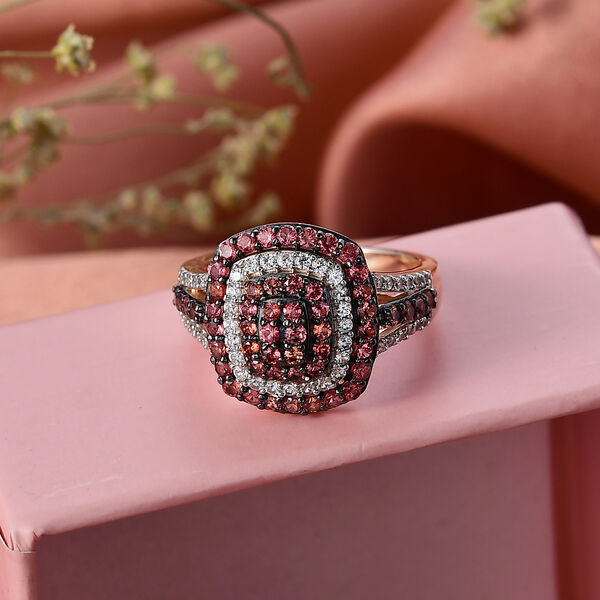 D'Joy AA Padparadscha Saphir und Zirkon Schmuckset in 925 Silber mit 750 Ros&eacute;gold Vermeil image number 8