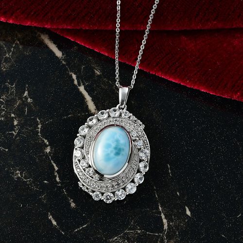 D'Joy Larimar, Weißer Zirkon Schmuckset ca. 45 cm 925 Silber rhodiniert ca. 10,59 ct. image number 1