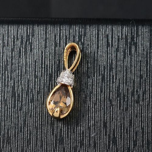 D’joy AA Natürlicher goldener Tansanit, Weißer Zirkon Anhänger 925 Silber 750 Gelb Vergoldet ca. 0,43 ct. image number 1