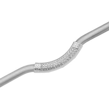 Wei&szlig;e Kristall 50+5cm Halskette in Silberton