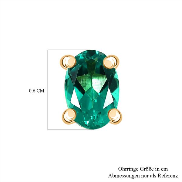 Luxuriant - AAA Lab Grown Kolumbianischer Smaragd Ohrringe 925 Silber 750 Gelbgold Vermeil ca. 0.96 ct image number 5