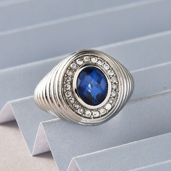 Ceylonfarbener Quarz und Zirkon-Ring in Silberton - 1,70 ct.