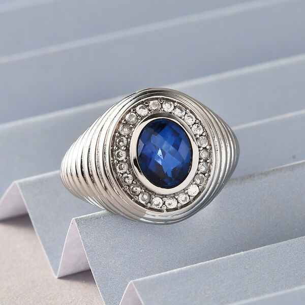 Ceylonfarbener Quarz und Zirkon-Ring in Silberton - 1,70 ct. image number 2