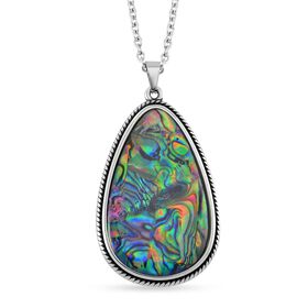 Abalone Muschel Halskette ca. 60 cm + 10 cm Extender, Reiner Edelstahl