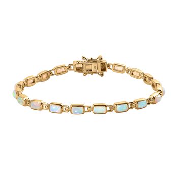 Nat&uuml;rliches, &auml;thiopisches Welo Opal-Armband, ca. 19 cm, 925 Silber Gelbgold Vermeil ca. 4.43 ct