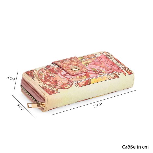 Langbörse mit Alphonse-Mucha-Motiv, 19x4x9 cm, Pink image number 9