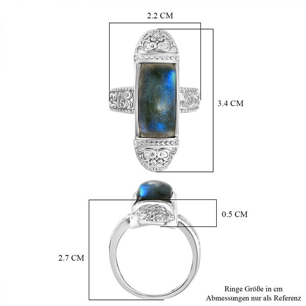 D'Joy AAA Labradorit Ring 925 Silber rhodiniert (Gr&ouml;&szlig;e 17.00) ca. 6.30 ct image number 6