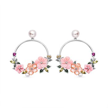 Jardin Kollektion - S&uuml;&szlig;wasserperlen und rosa Perlmutt-Ohrringe, 925 Silber rhodiniert ca. 0.74 ct