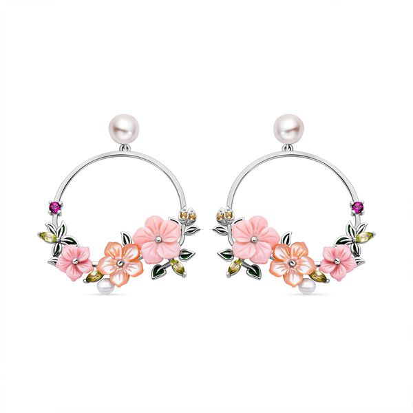 Jardin Kollektion - S&uuml;&szlig;wasserperlen und rosa Perlmutt-Ohrringe, 925 Silber rhodiniert ca. 0.74 ct