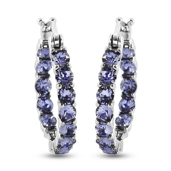 LUSTRO STELLA &Ouml;sterreichischer Indischer Saphir Kristall In Out Creolen Edelstahl image number 5