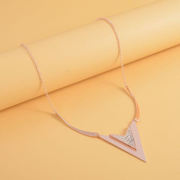 Wei&szlig;e Kristall-Halskette in Ros&eacute;goldton, 50 cm - 0,80 ct. image number 2