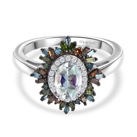 D'Joy AAA Premium Malagasy Mondstein und mehrfarbiger Diamant Ring - 1 ct.