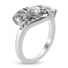 LUSTRO STELLA Hergestellt mit ZIRKONIA Ring 925 Silber Platin-Überzug (Größe 19.00) ca. 2,93 ct image number 3