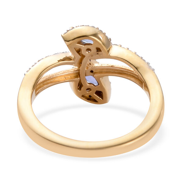 AA Tansanit und Zirkon Bypass Ring 925 Silber vergoldet  ca. 0,84 ct image number 6