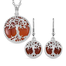 Roter Achat Schmuckset  Legierung ca. 49.00 ct
