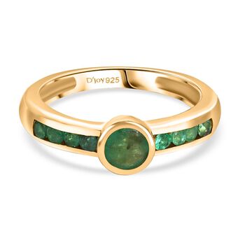 Timeless Embrace - D joy Kagem Sambischer Smaragd Ring 925 Silber 750 Gelbgold Vermeil (Gr&ouml;&szlig;e 17.00) ca. 0.76 ct