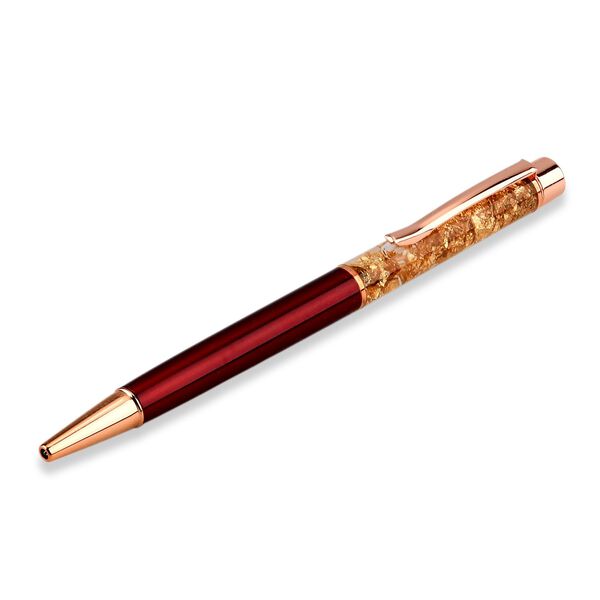 "Pen and a pen refill,  Color: transparent red genuine gold foil in the pen Box printed without logo " image number 4