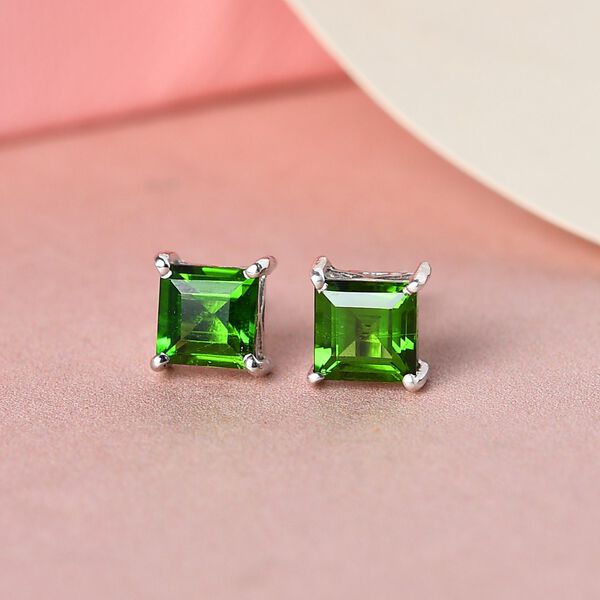 Nat&uuml;rliche Chromdiopsid-Solit&auml;r-Ohrringe - 1,37 ct. image number 2