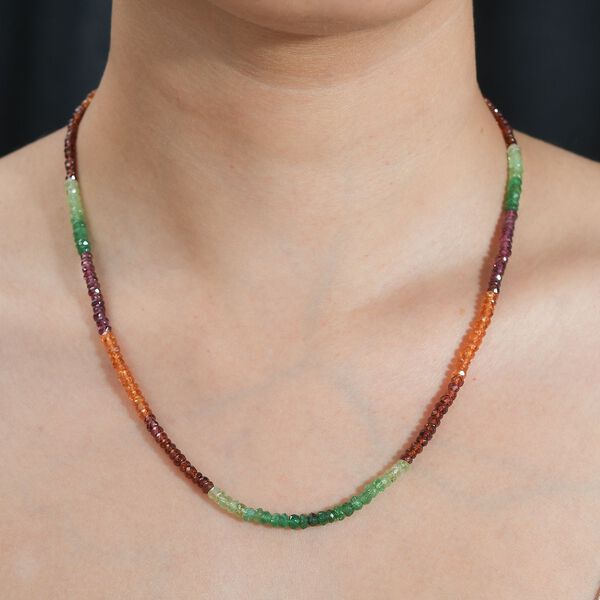 Tsavorite Granat, Lila Granat Halskette ca. 45 cm 925 Silber Gelbgold Vermeil ca. 60.00 ct image number 3