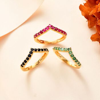 Thail&auml;ndischer Rubin, Kanchanaburi Blauer Saphir Schmuckset 925 Silber 750 Gelbgold Vermeil ca. 1.94 ct