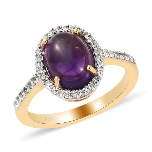 Afrikanischer Amethyst und Zirkon Ring 925 Silber vergoldet  ca. 2,37 ct image number 4