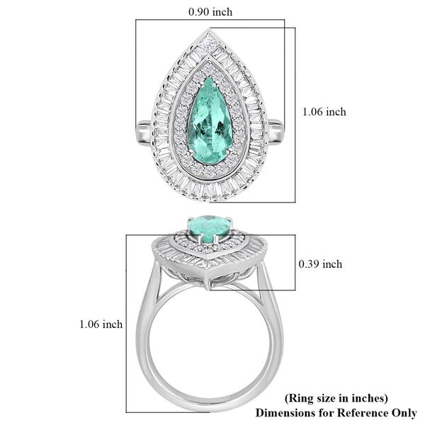 Chairman's Vault Collection - zertifiziert und geprüft RHAPSODY AAAA Paraiba Turmalin und VS-EF Diamant Ring in 950 Platin - 3,20 ct. image number 4