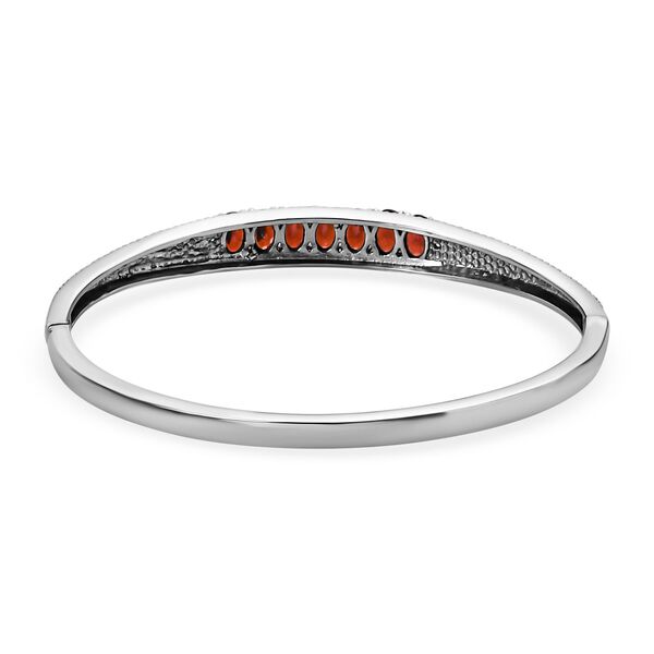 Mosambik Granat, Wei&szlig;er Zirkon Armreif ca. 18 cm Edelstahl ca. 4,05 ct. image number 5