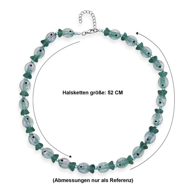 Gr&uuml;nes Murano-Stil Glas Halskette ca. 52 cm 316L Edelstahl image number 6