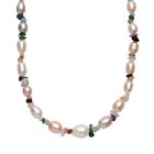 Mehrfarbige Süßwasser Perle, Mehrfarbig Edelsteine Halskette ca. 45 cm+ 5 cm Extender, 925 Silber rhodiniert 88.00 ct