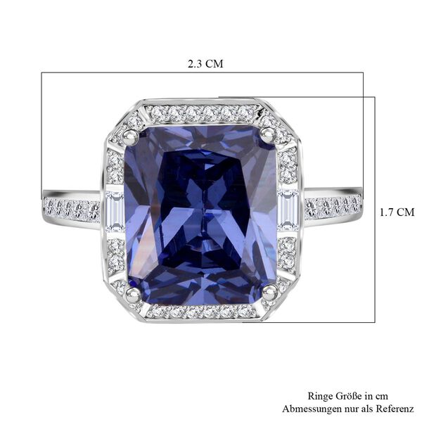 LUSTRO STELLA Blauer Saphir-farbener und weißer Zirkonia Ring - 11,70 ct. image number 6