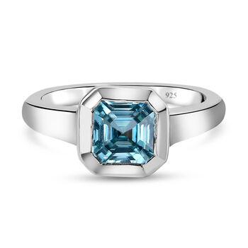 Kambodschanischer, blauer Zirkon-Ring, 925 Silber platiniert (Gr&ouml;&szlig;e 16.00) ca. 2.71 ct