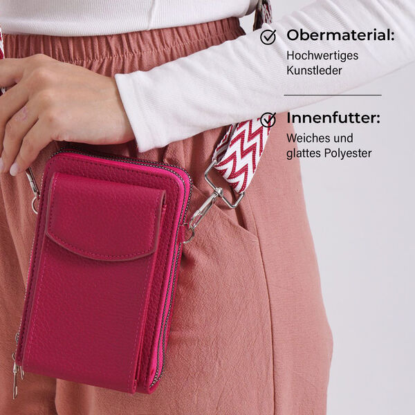 Crossbody Tasche mit RFID-Schutz, 11x6x17,5cm, Rot image number 4