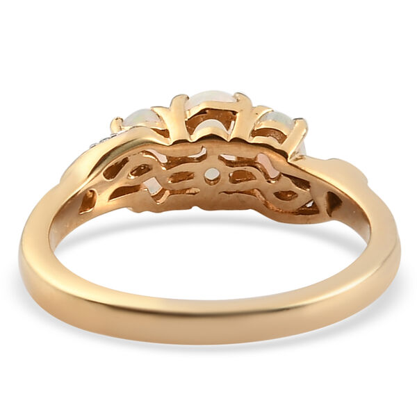 Nat&uuml;rlicher &Auml;thiopischer Opal und Zirkon 3 Stein Ring 925 Silber vergoldet  ca. 0,58 ct image number 6