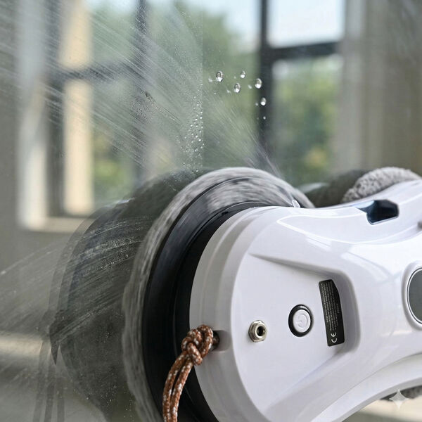 Elektrischer Fensterreinigungs roboter, 80 W, Fernbedienung, 10 Reinigungst&uuml;cher, Sicherheitsseil, Wassertank, Wei&szlig; image number 2