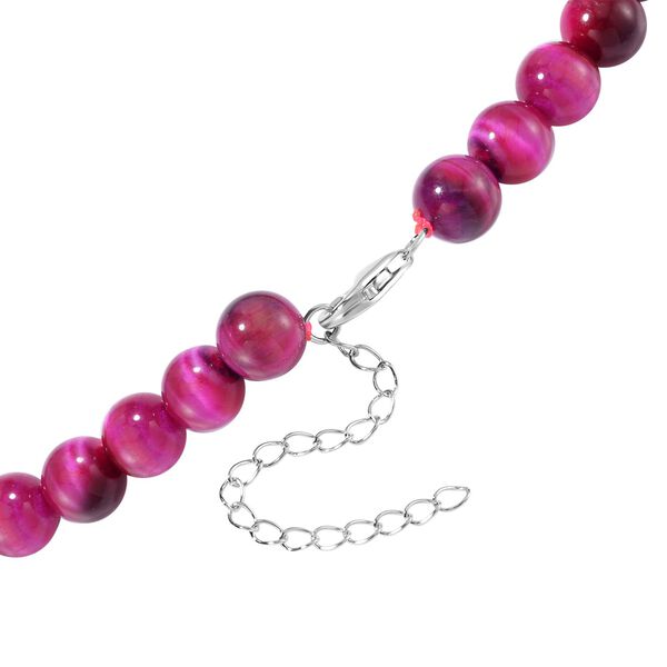 Rosane Tigerauge Halskette ca. 45 cm 925 Silber rhodiniert ca. 185.00 ct image number 4