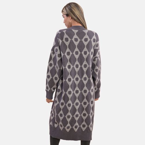 LA MAREY - offene Strickjacke mit Farbkontrast, Einheitsgröße Grau image number 1