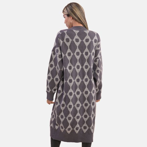 LA MAREY - offene Strickjacke mit Farbkontrast, Einheitsgr&ouml;&szlig;e Grau image number 1