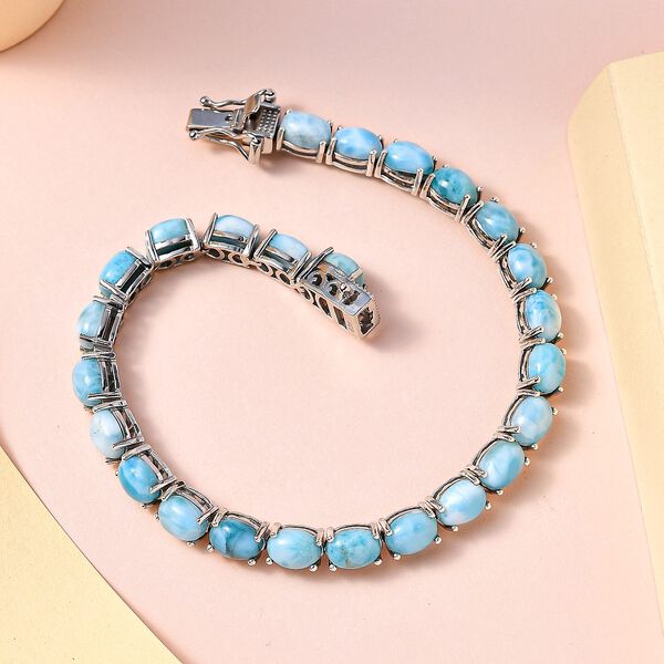 Larimar Armband, ca. 20 cm 925 Silber platiniert ca. 23.92 ct image number 1