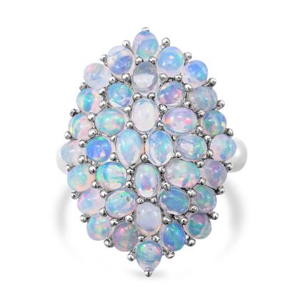 Natürlicher, äthiopischer Welo Opal Ring, 925 Silber platiniert, ca. 4.68 ct